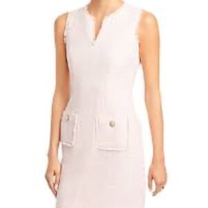 Karl Lagerfeld Paris Pink Sleeveless Tonal Tweed Pocket Sheath Dress